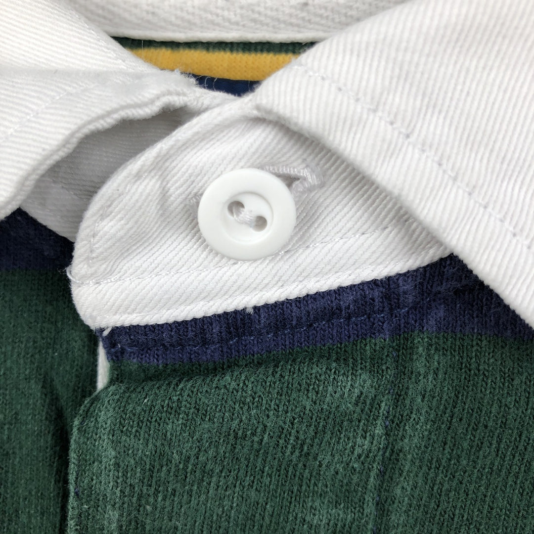 Ralph Lauren POLO RALPH LAUREN Striped Pattern Multi-Stripe Long-Sleeve Rugby Shirt, Men's Size S (approx.) cotton green type Vintage Second Hand