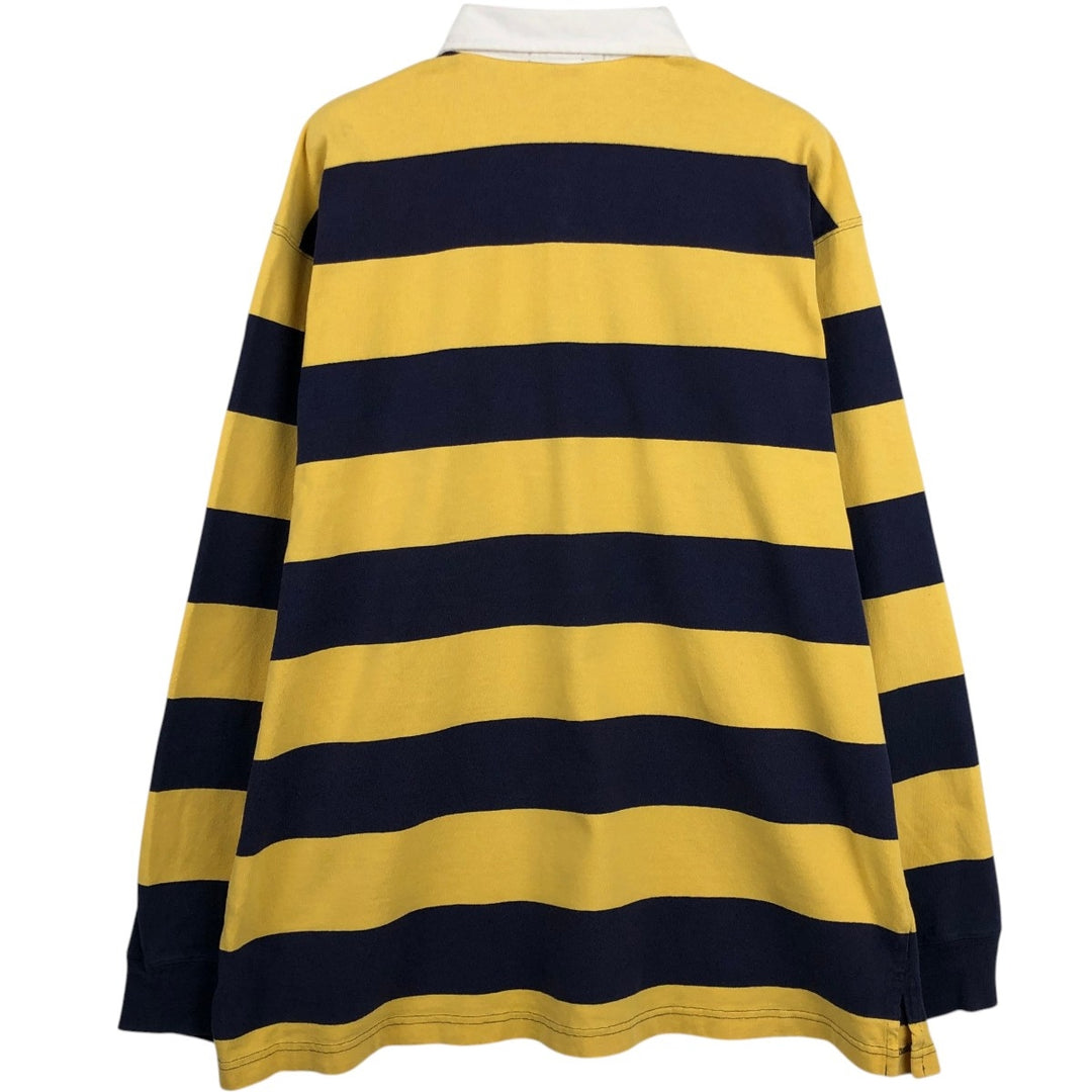 Ralph Lauren LAUREN Striped Pattern Long-Sleeve Rugby Shirt, Men's Size XL (approx.) cotton yellow type Vintage Second Hand