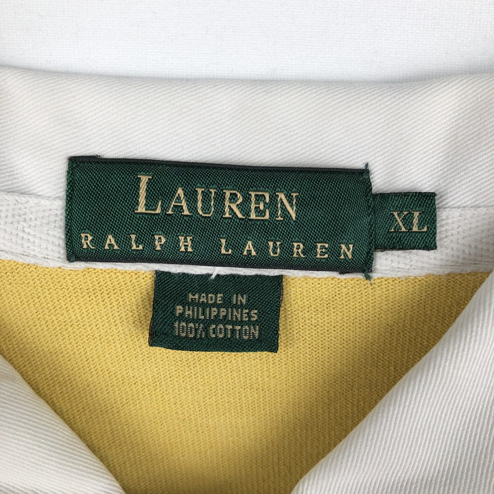 Ralph Lauren LAUREN Striped Pattern Long-Sleeve Rugby Shirt, Men's Size XL (approx.) cotton yellow type Vintage Second Hand