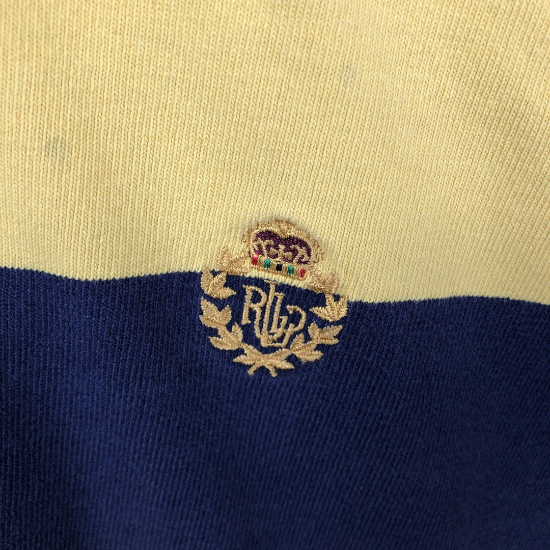 Ralph Lauren LAUREN Striped Pattern Long-Sleeve Rugby Shirt, Men's Size XL (approx.) cotton yellow type Vintage Second Hand