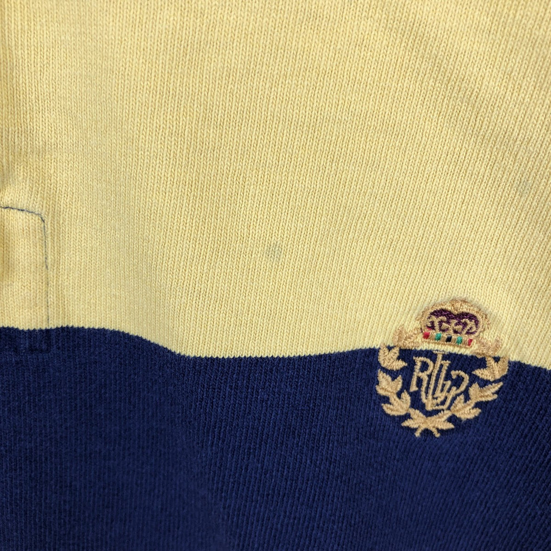 Ralph Lauren LAUREN Striped Pattern Long-Sleeve Rugby Shirt, Men's Size XL (approx.) cotton yellow type Vintage Second Hand