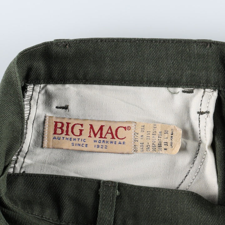 90'S Big Mac Work Pants, Made in USA, Men's Size W31 (approx.), Vintage polyester Khaki type Vintage Second Hand