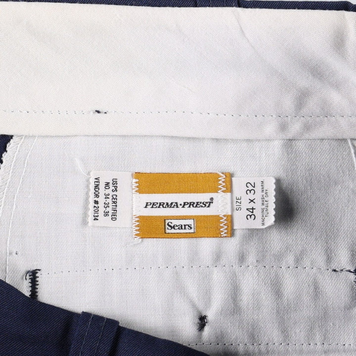 70s-80'S Sears PERMA-PREST Work Pants, Men's W34 (approx.), Vintage unclear navy blue type Vintage Second Hand