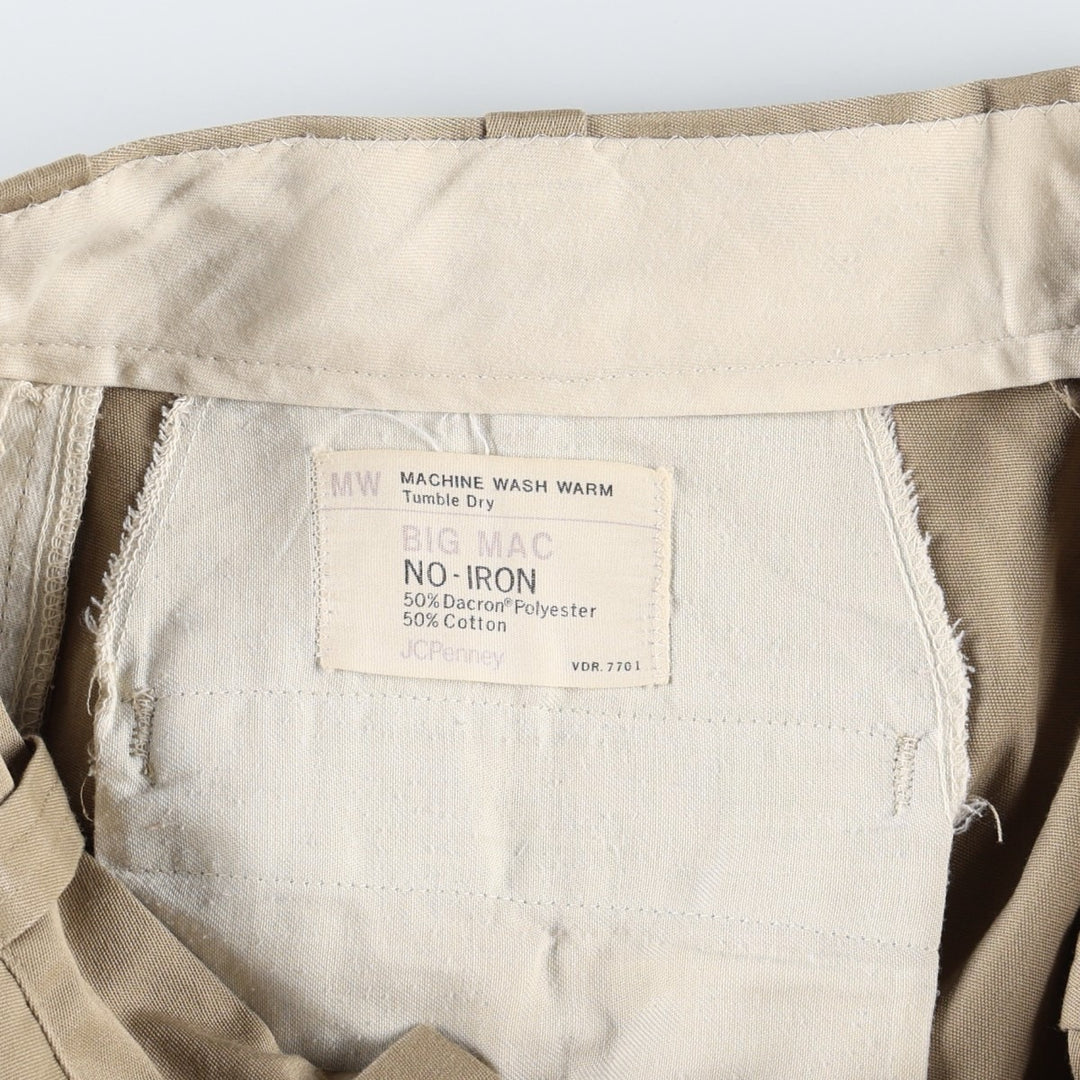70s-80'S JCPenney BIG MAC Work Pants, Men's W32 (approx.), Vintage cotton Beige type Vintage Second Hand