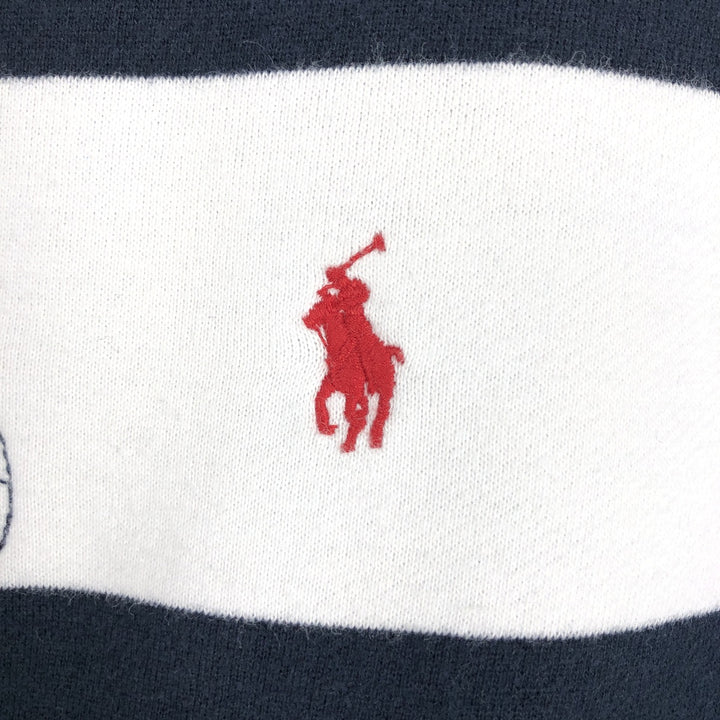 Ralph Lauren POLO RALPH LAUREN Striped Pattern Sweatshirt Pullover Hoodie, Men's Size S (approx.) cotton navy blue type Vintage Second Hand