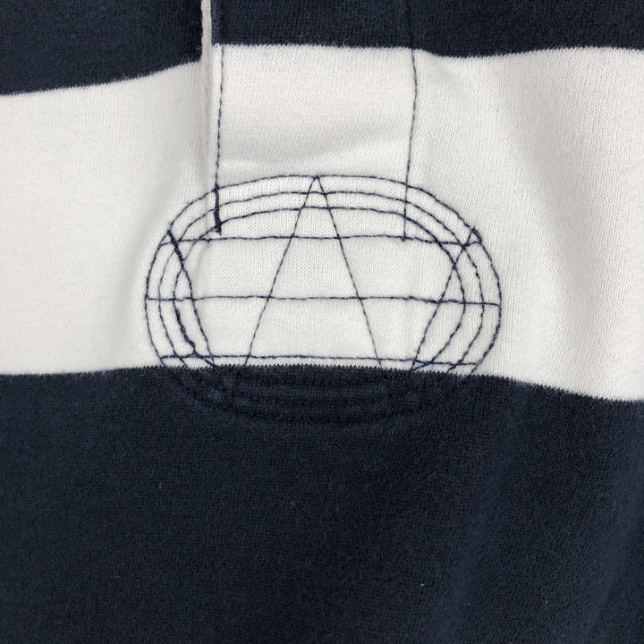 Ralph Lauren POLO RALPH LAUREN Striped Pattern Sweatshirt Pullover Hoodie, Men's Size S (approx.) cotton navy blue type Vintage Second Hand