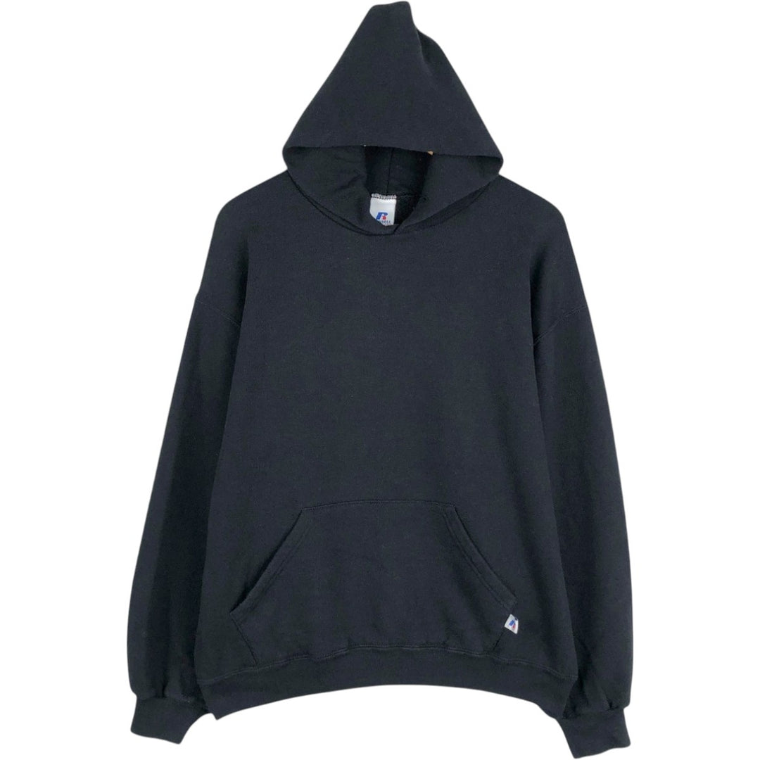 Russell Blank Sweatshirt Hoodie (Men's Size L) cotton black type Vintage Second Hand