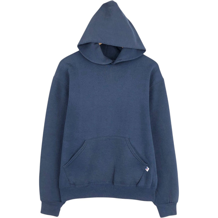 90'S Russell plain blank sweatshirt hoodie men's M size vintage cotton navy blue type Vintage Second Hand
