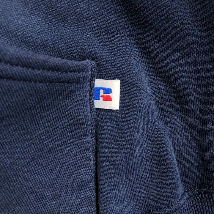 90'S Russell plain blank sweatshirt hoodie men's M size vintage cotton navy blue type Vintage Second Hand