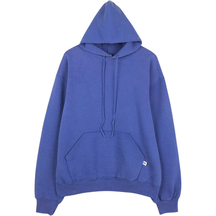 Vintage 90'S Russell plain blank sweatshirt/hoodie, size L, men's cotton blue type Vintage Second Hand