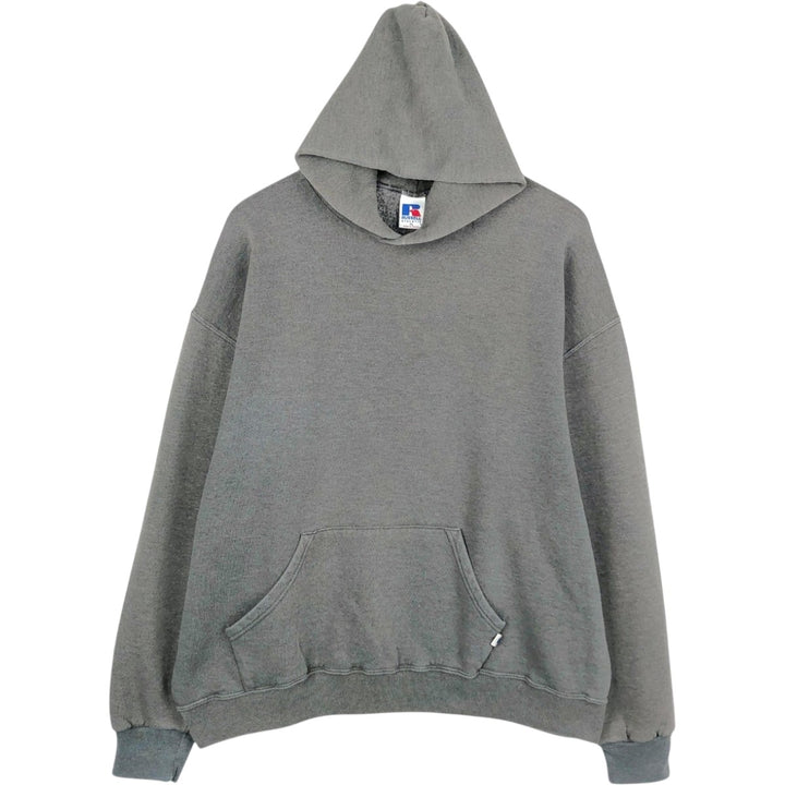 90'S Russell plain blank sweatshirt hoodie men's XL vintage cotton gray type Vintage Second Hand