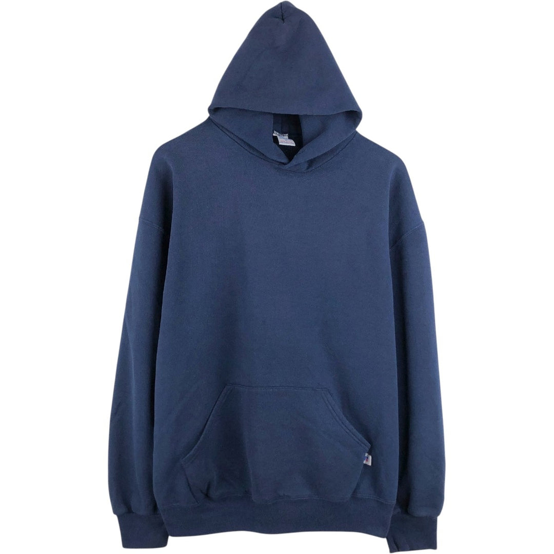 90'S Russell plain blank sweatshirt hoodie made in USA men's XL vintage cotton navy blue type Vintage Second Hand