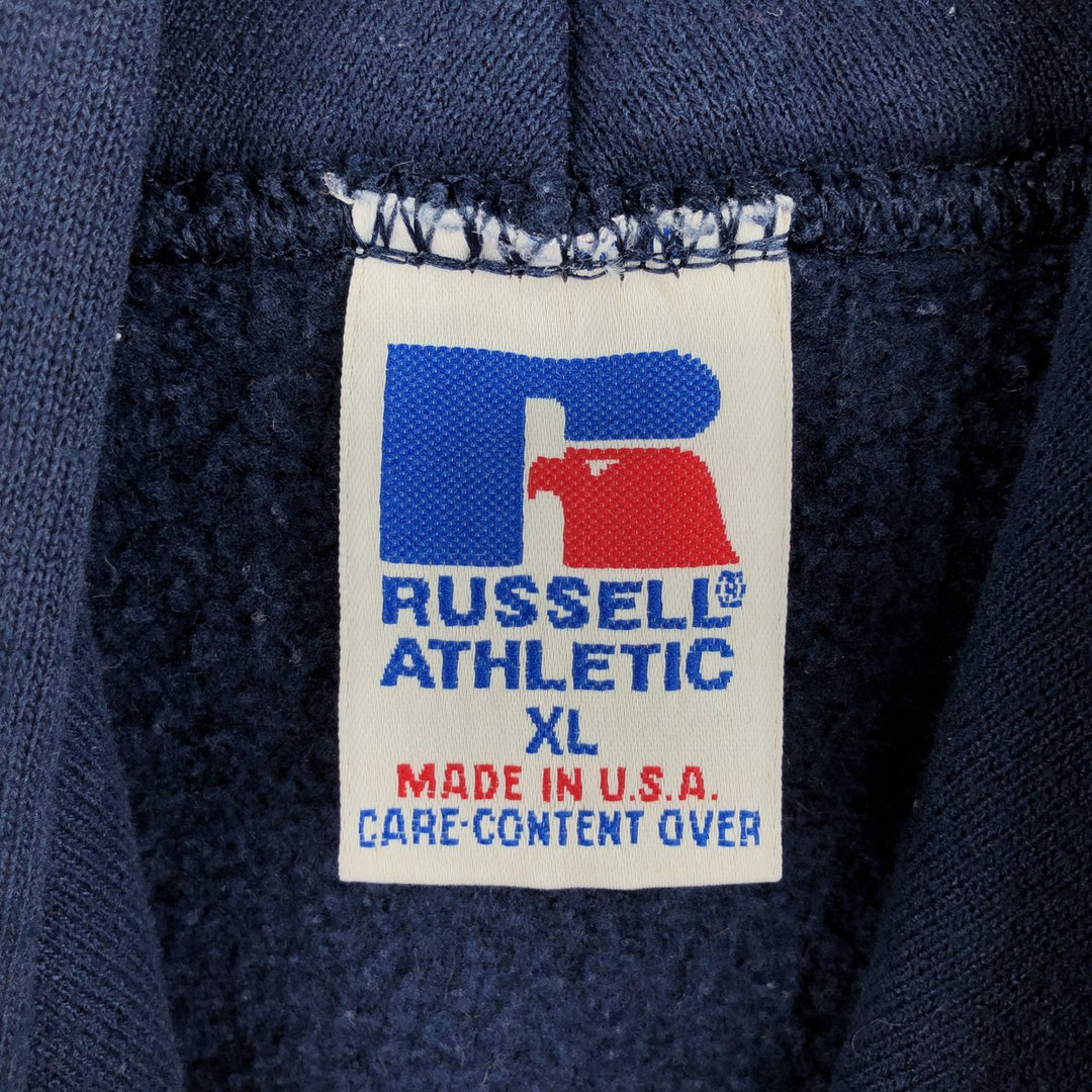 90'S Russell plain blank sweatshirt hoodie made in USA men's XL vintage cotton navy blue type Vintage Second Hand