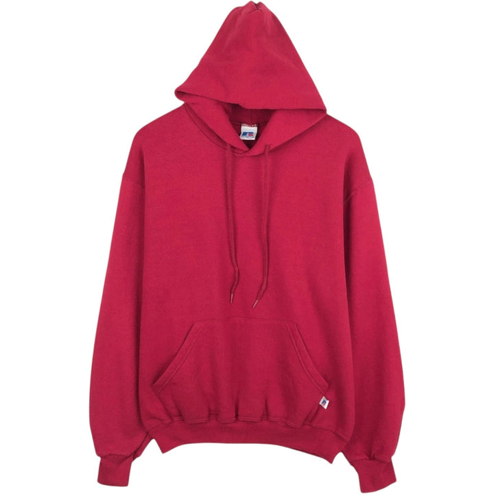 90'S Russell plain blank sweatshirt hoodie men's M size vintage cotton red type Vintage Second Hand