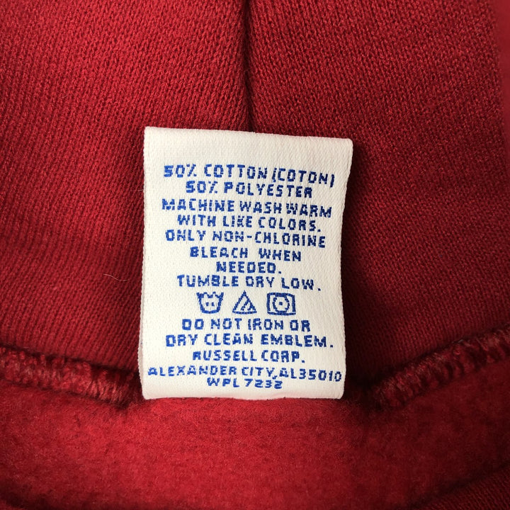 90'S Russell plain blank sweatshirt hoodie men's M size vintage cotton red type Vintage Second Hand