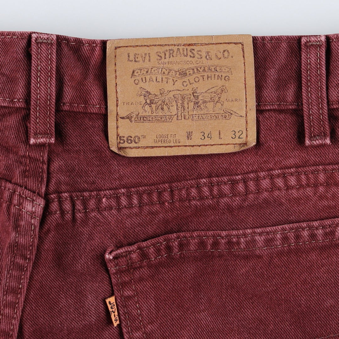 1990'S Levi's 550 Loose Fit Tapered Leg Orange Tab Tapered Denim Pants, Made in USA, Men's Size W34 (approx.), Vintage cotton Purple type red-purple Vintage Second Hand
