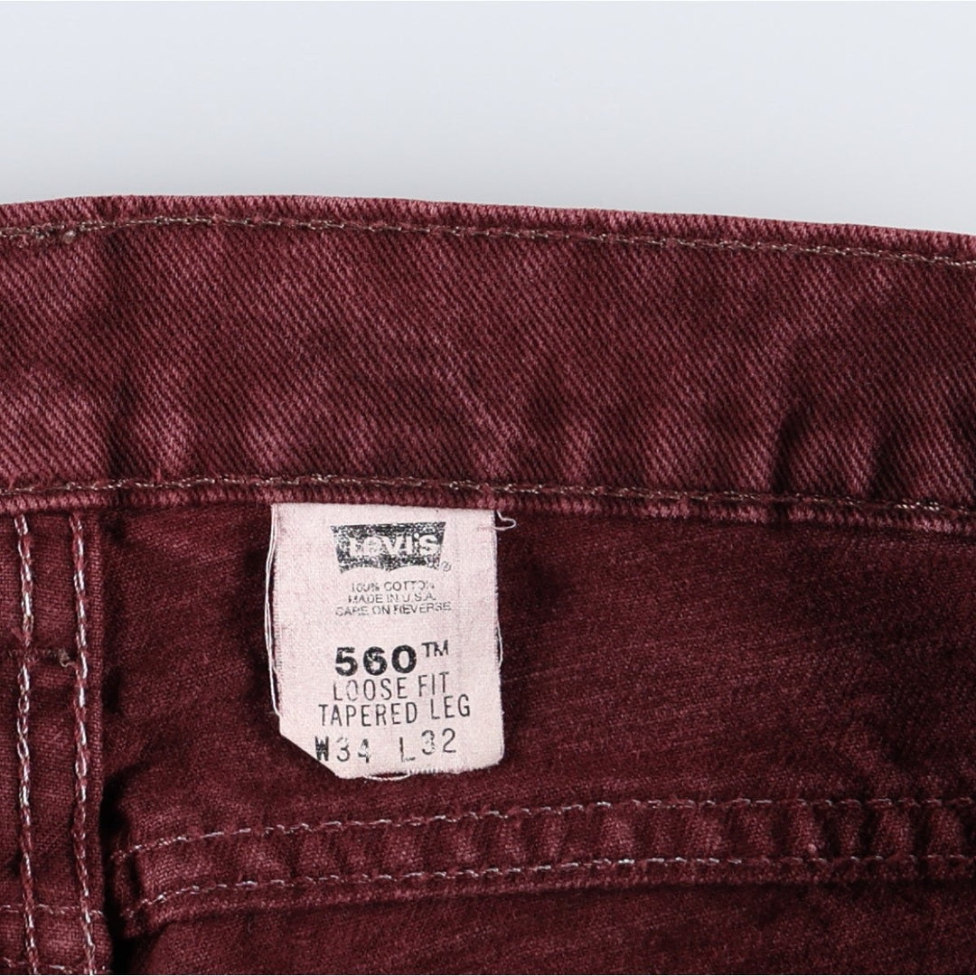 1990'S Levi's 550 Loose Fit Tapered Leg Orange Tab Tapered Denim Pants, Made in USA, Men's Size W34 (approx.), Vintage cotton Purple type red-purple Vintage Second Hand