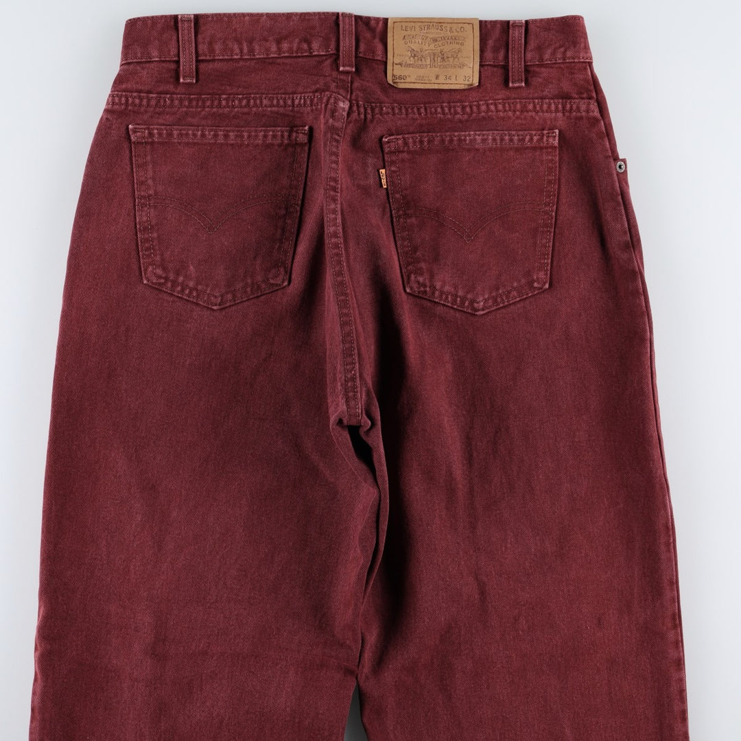 1990'S Levi's 550 Loose Fit Tapered Leg Orange Tab Tapered Denim Pants, Made in USA, Men's Size W34 (approx.), Vintage cotton Purple type red-purple Vintage Second Hand