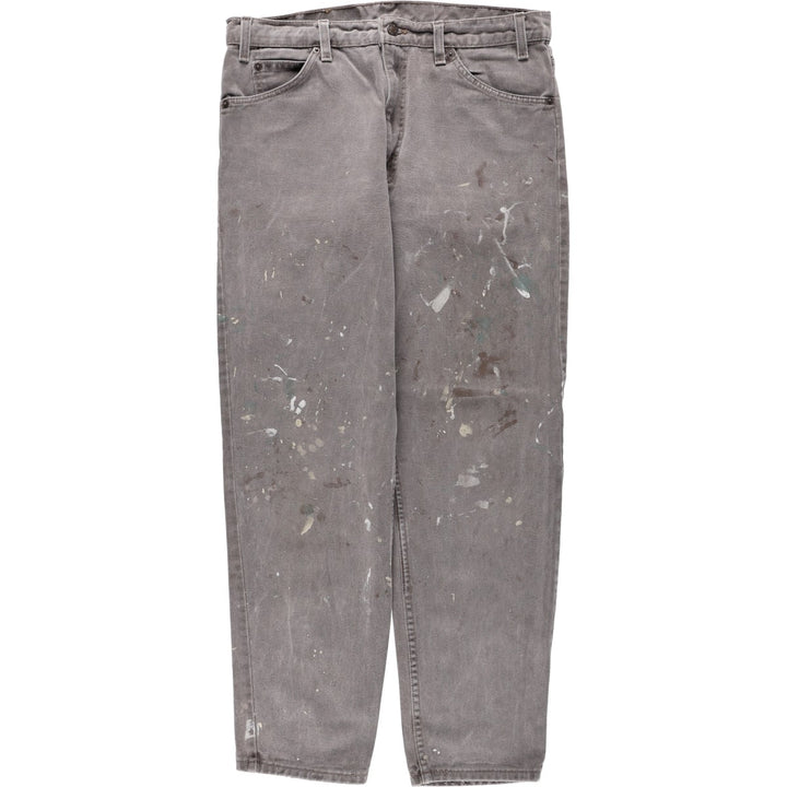 90'S Levi's 550 Relaxed Fit Tapered Leg Tapered Denim Pants, Painted Orange Tab, Made in USA, Men's Size W34 (approx.) cotton gray type Vintage Second Hand