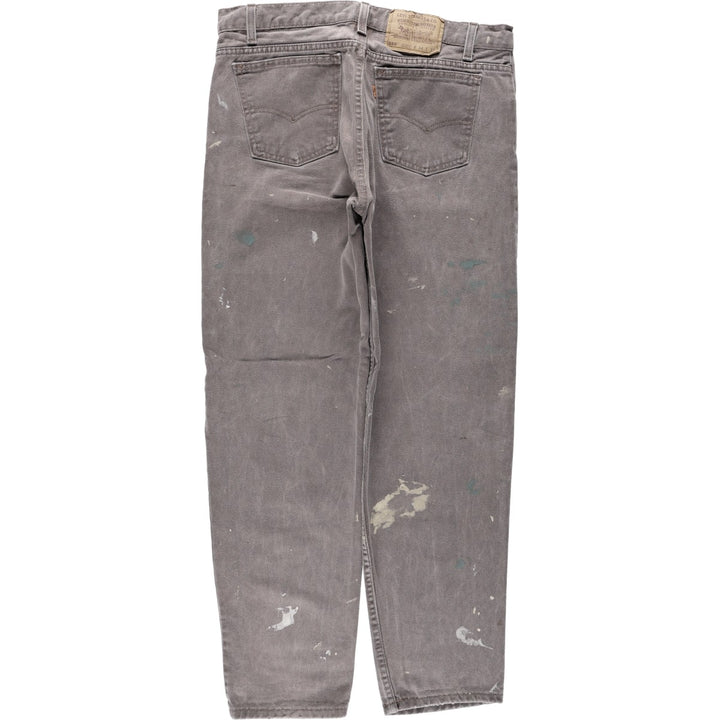 90'S Levi's 550 Relaxed Fit Tapered Leg Tapered Denim Pants, Painted Orange Tab, Made in USA, Men's Size W34 (approx.) cotton gray type Vintage Second Hand