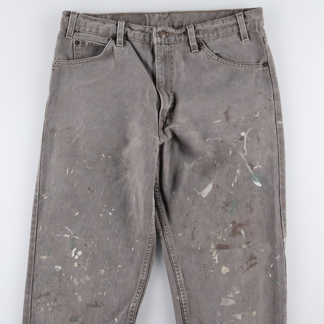90'S Levi's 550 Relaxed Fit Tapered Leg Tapered Denim Pants, Painted Orange Tab, Made in USA, Men's Size W34 (approx.) cotton gray type Vintage Second Hand