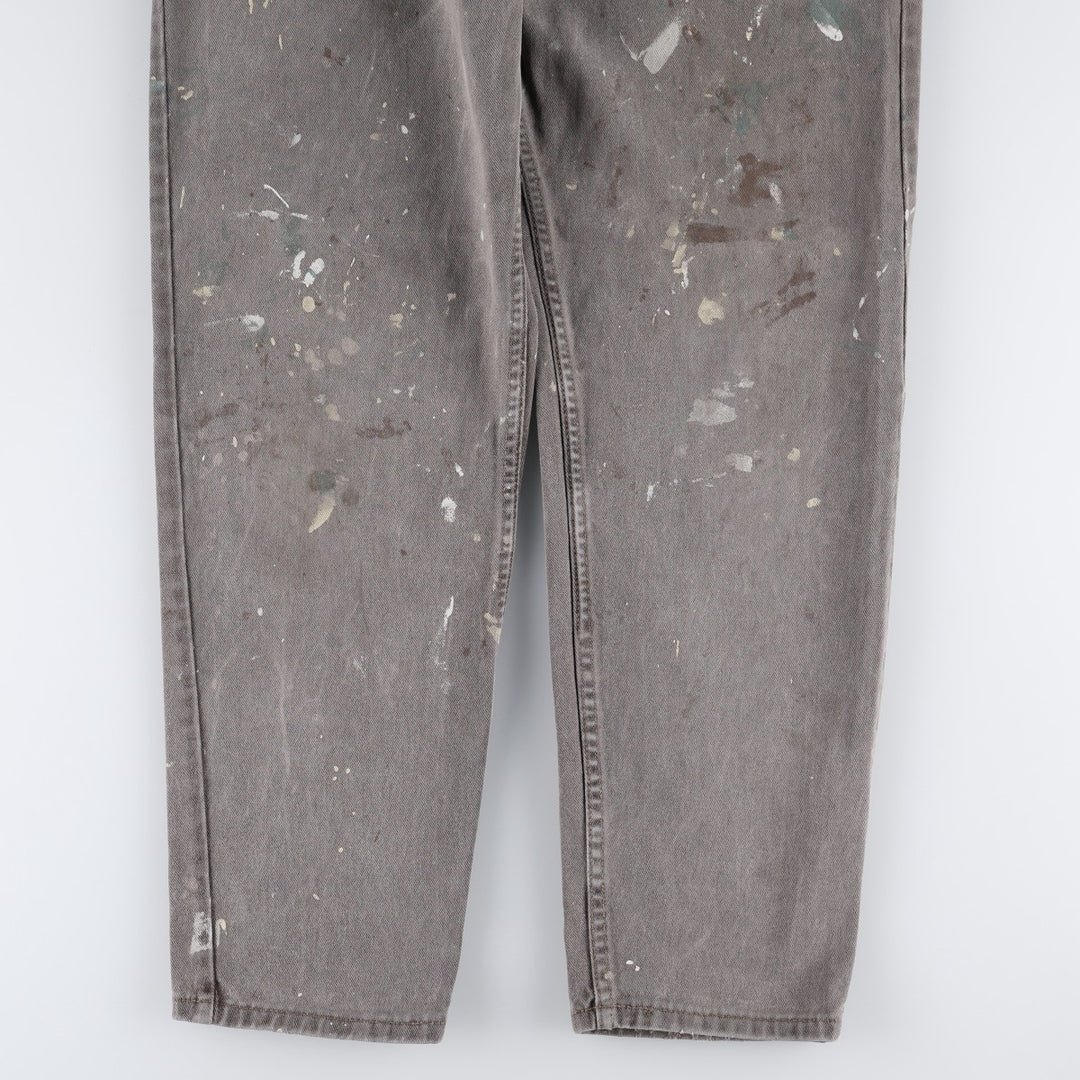 90'S Levi's 550 Relaxed Fit Tapered Leg Tapered Denim Pants, Painted Orange Tab, Made in USA, Men's Size W34 (approx.) cotton gray type Vintage Second Hand