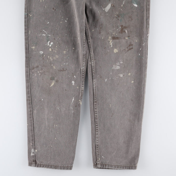 90'S Levi's 550 Relaxed Fit Tapered Leg Tapered Denim Pants, Painted Orange Tab, Made in USA, Men's Size W34 (approx.) cotton gray type Vintage Second Hand