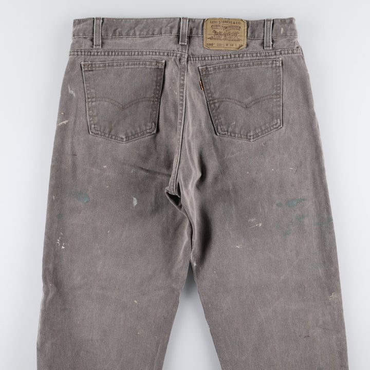90'S Levi's 550 Relaxed Fit Tapered Leg Tapered Denim Pants, Painted Orange Tab, Made in USA, Men's Size W34 (approx.) cotton gray type Vintage Second Hand