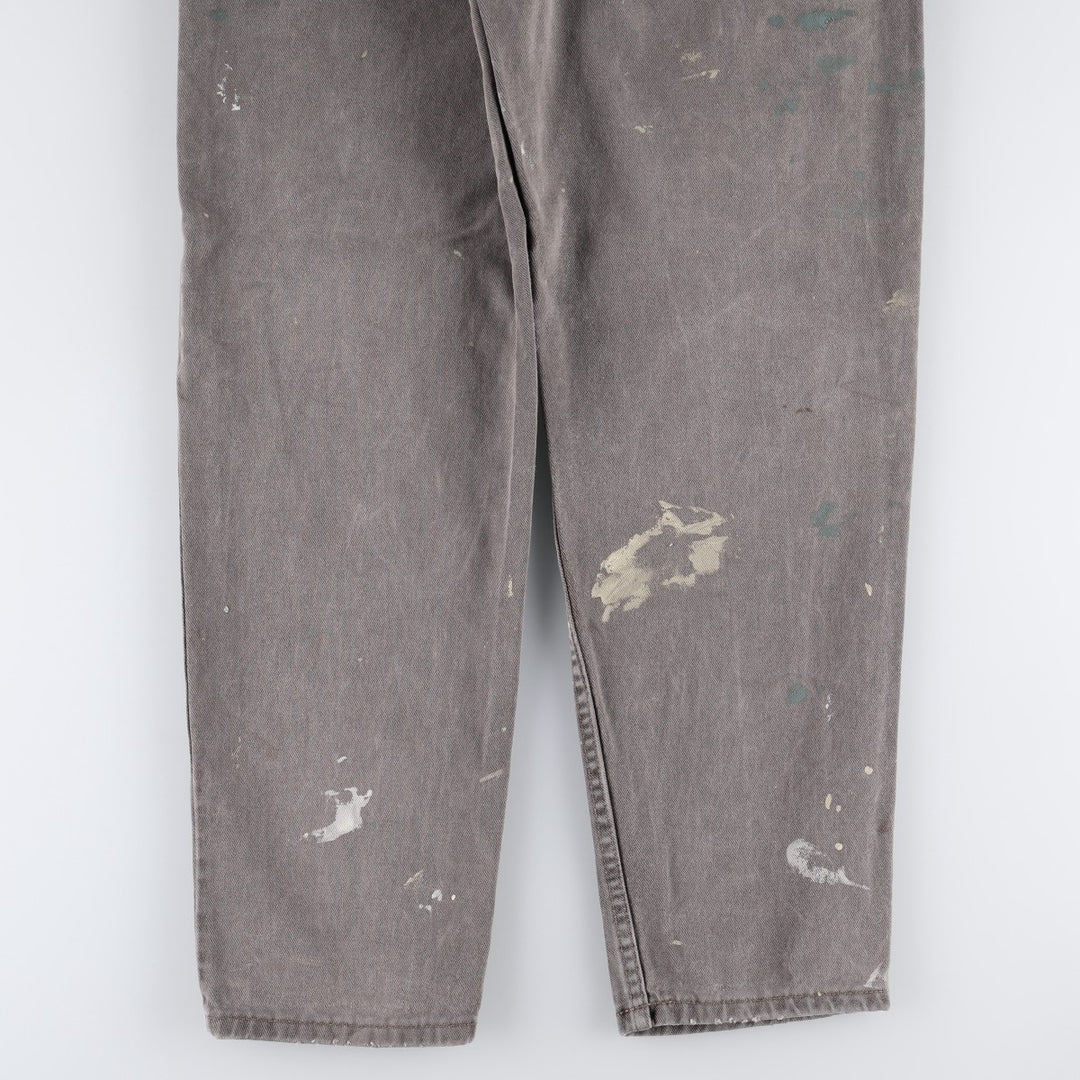 90'S Levi's 550 Relaxed Fit Tapered Leg Tapered Denim Pants, Painted Orange Tab, Made in USA, Men's Size W34 (approx.) cotton gray type Vintage Second Hand