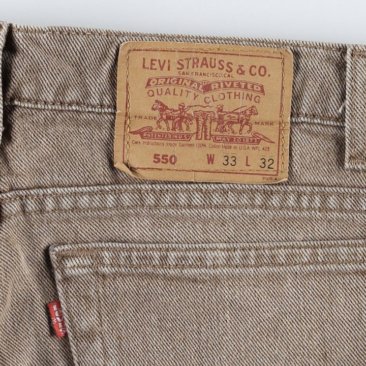 Levi's 550-0948 Tapered Denim Pants, Made in USA, Men's Size W34 (approx.) cotton Khaki type beige Vintage Second Hand
