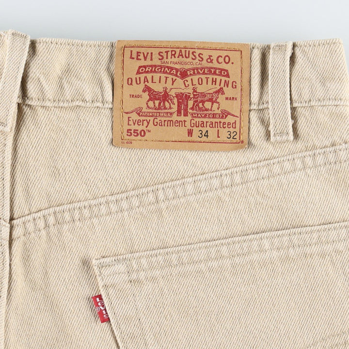 90'S Levi's 550 Relaxed Fit Tapered Denim Pants Made in USA Men's W34 Vintage cotton Beige type Vintage Second Hand