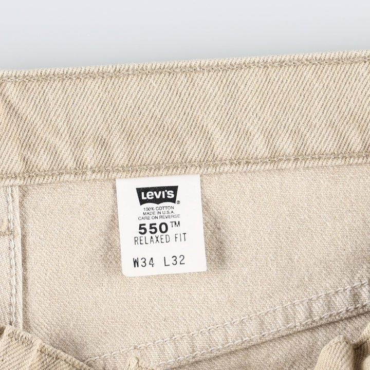 90'S Levi's 550 Relaxed Fit Tapered Denim Pants Made in USA Men's W34 Vintage cotton Beige type Vintage Second Hand
