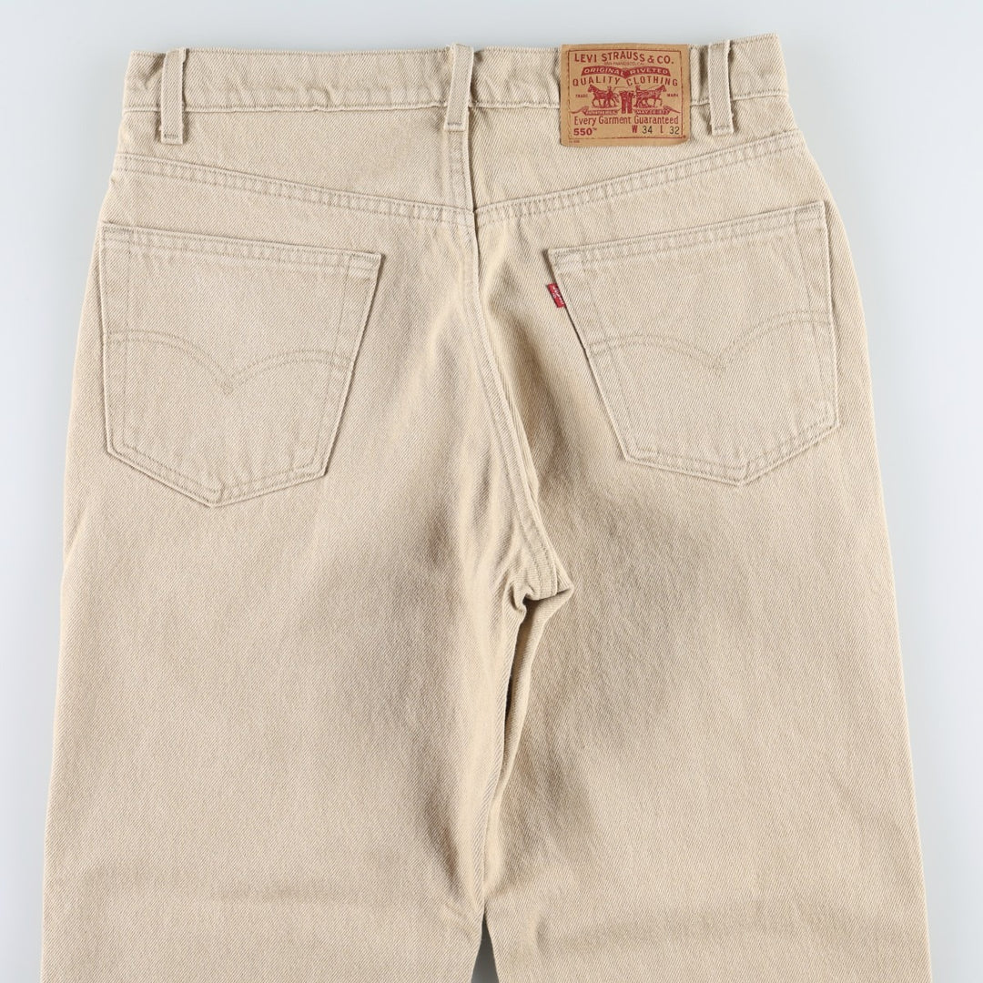 90'S Levi's 550 Relaxed Fit Tapered Denim Pants Made in USA Men's W34 Vintage cotton Beige type Vintage Second Hand