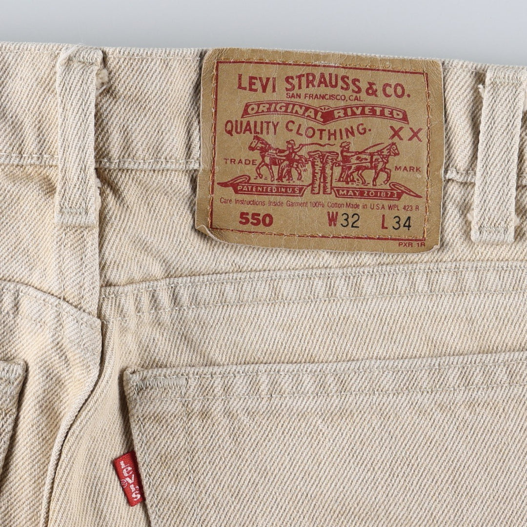 1990'S Levi's 550-4824 Tapered Denim Pants, Made in USA, Men's Size W32 (approx.), Vintage cotton Beige type Vintage Second Hand