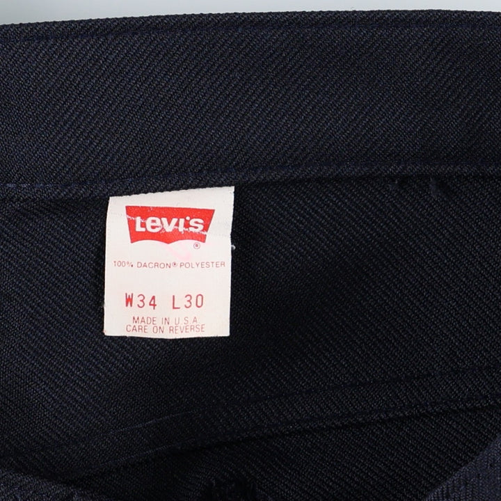1990'S Levi's 10517-6117 slacks, made in USA, men's size W34 (approx.), vintage. polyester navy blue type Vintage Second Hand