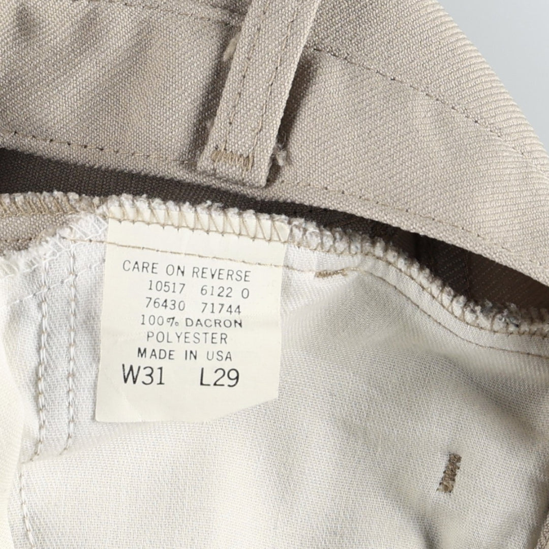 1980'S Levi's STA-PREST 10517-6122 Flare Pants, Made in USA, Men's W30 equivalent, Vintage polyester Beige type Vintage Second Hand