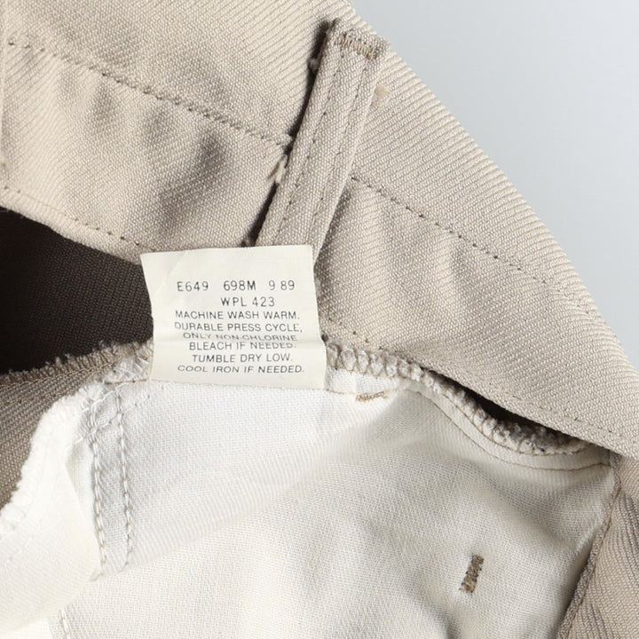 1980'S Levi's STA-PREST 10517-6122 Flare Pants, Made in USA, Men's W30 equivalent, Vintage polyester Beige type Vintage Second Hand