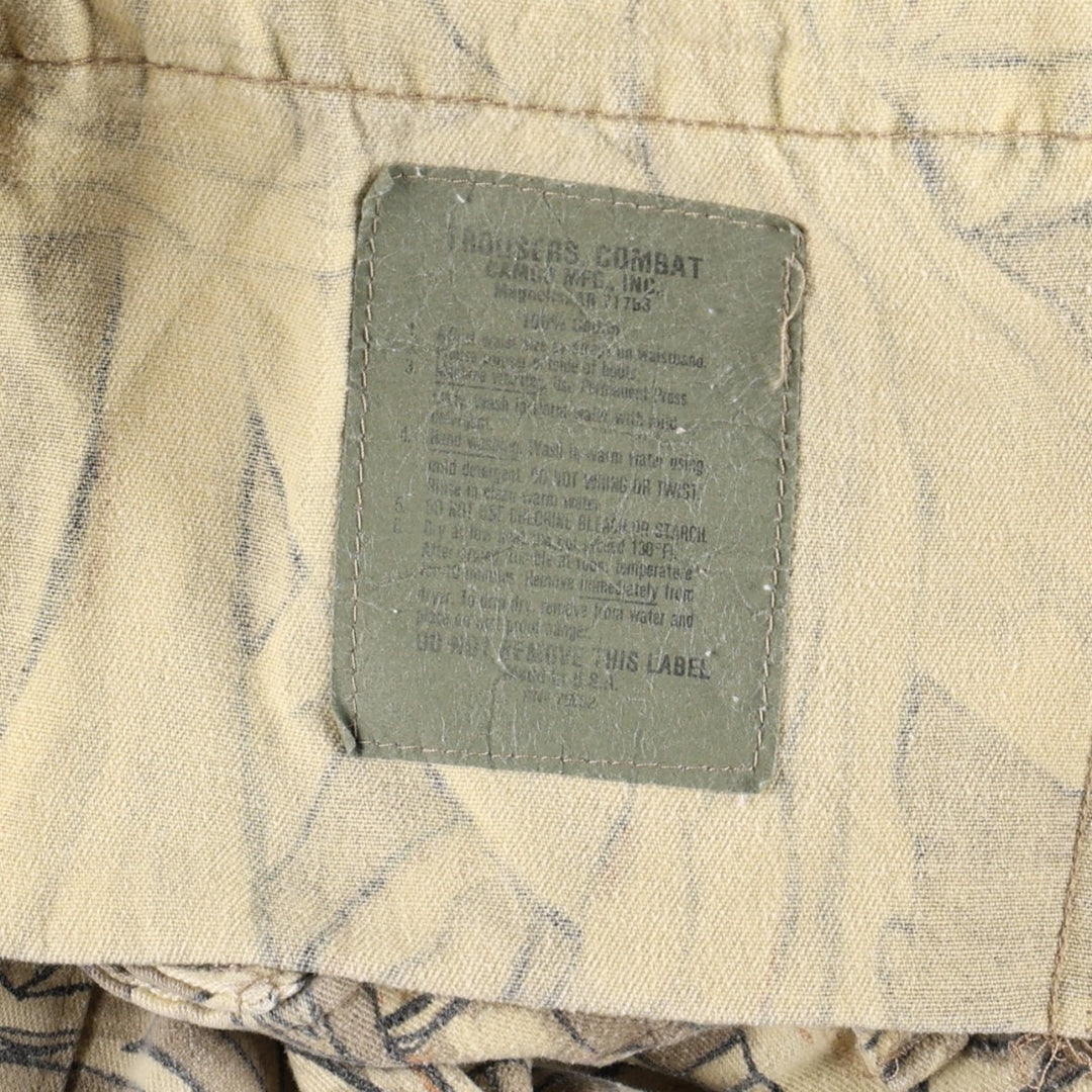 1990'S Civilian CAMCO Camouflage Pattern Cornfield Camo Military Cargo Pants, Made in USA, Men's W36 (approx.), Vintage cotton Beige type Vintage Second Hand