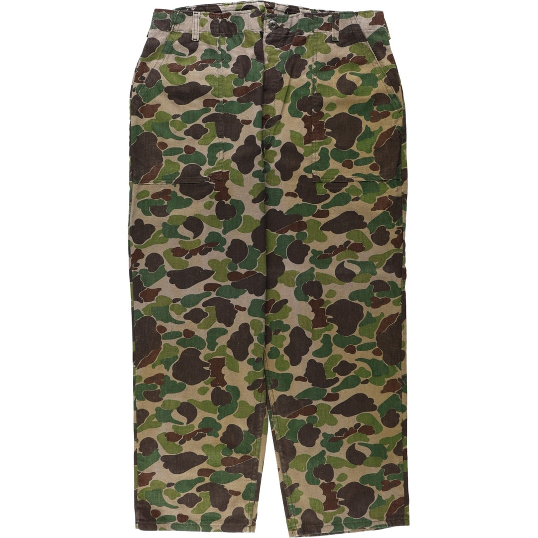 70'S Big Size Civilian RANGER Camouflage Pattern Duck Hunter Camo Military Baker Pants Men's W42 Equivalent Vintage cotton brown type Vintage Second Hand
