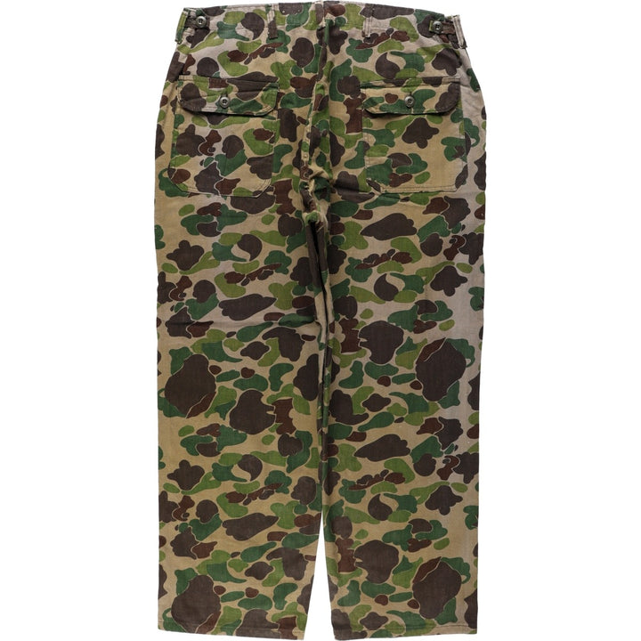 70'S Big Size Civilian RANGER Camouflage Pattern Duck Hunter Camo Military Baker Pants Men's W42 Equivalent Vintage cotton brown type Vintage Second Hand