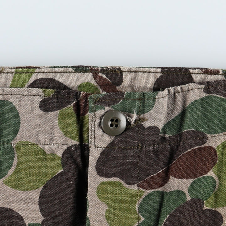 70'S Big Size Civilian RANGER Camouflage Pattern Duck Hunter Camo Military Baker Pants Men's W42 Equivalent Vintage cotton brown type Vintage Second Hand