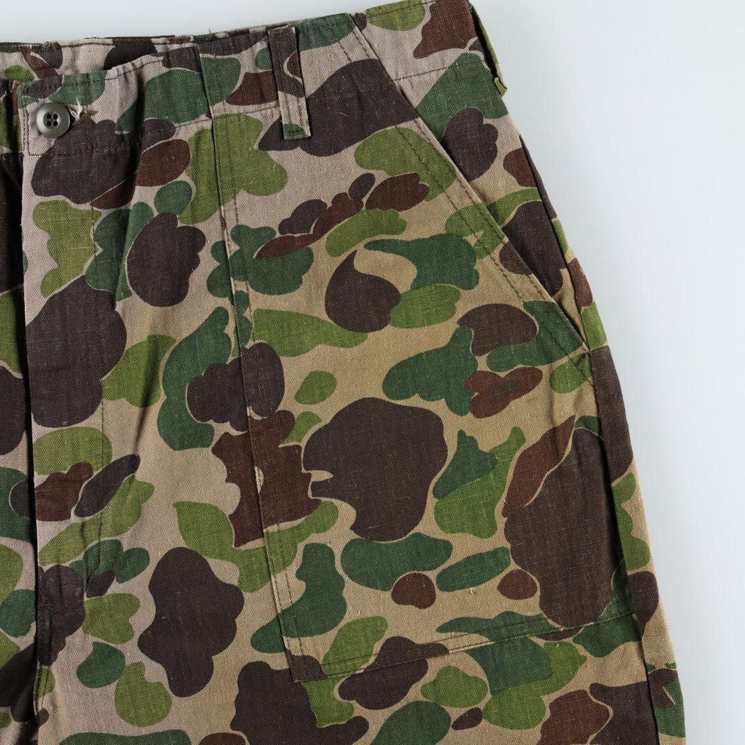 70'S Big Size Civilian RANGER Camouflage Pattern Duck Hunter Camo Military Baker Pants Men's W42 Equivalent Vintage cotton brown type Vintage Second Hand