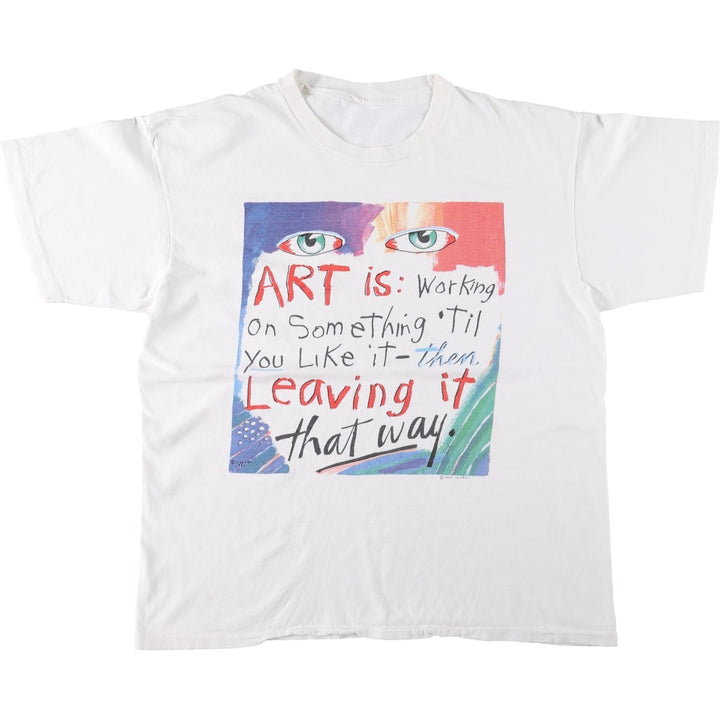 90'S Fred Babb Message Print T-Shirt, Men's Size L (Equivalent), Vintage unclear white type Vintage Second Hand
