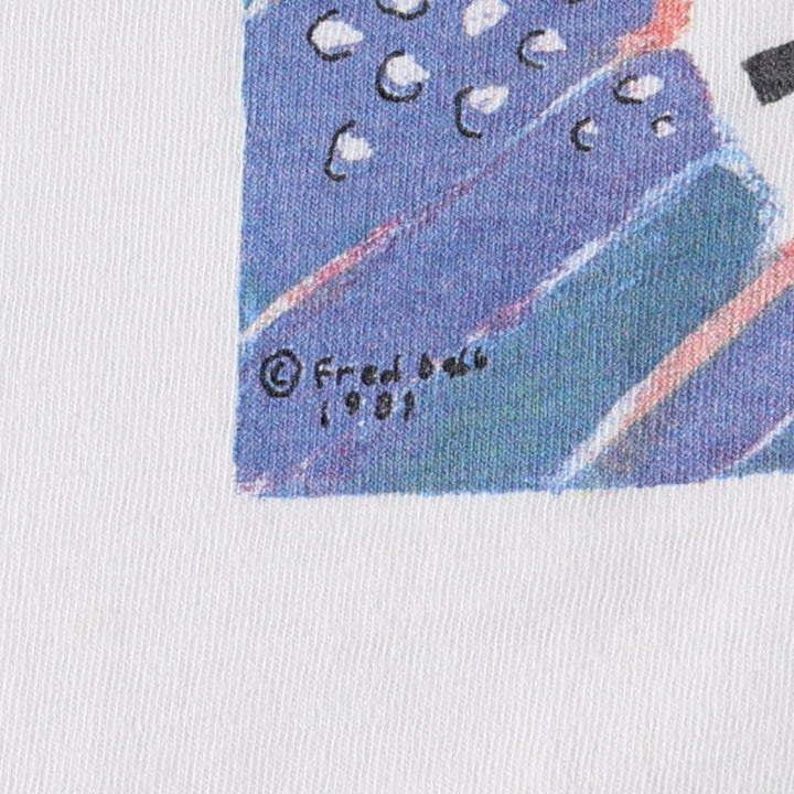 90'S Fred Babb Message Print T-Shirt, Men's Size L (Equivalent), Vintage unclear white type Vintage Second Hand