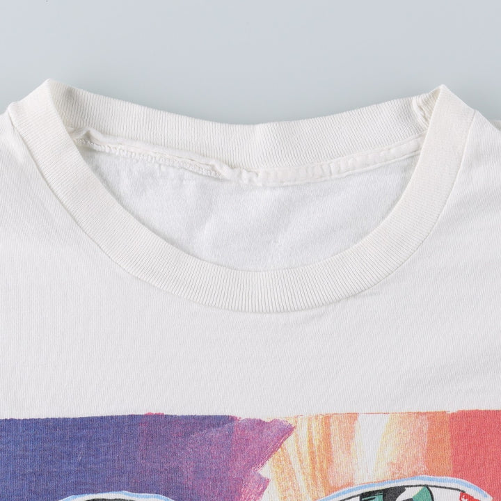90'S Fred Babb Message Print T-Shirt, Men's Size L (Equivalent), Vintage unclear white type Vintage Second Hand