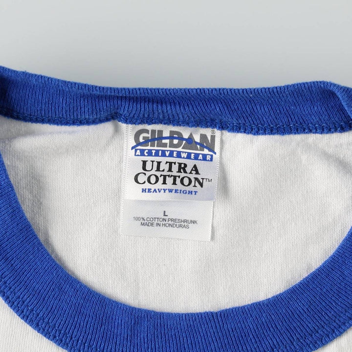2000'S Gildan Ultra Cotton Ringer T-shirt, Men's Size L (approx.) cotton white type Vintage Second Hand