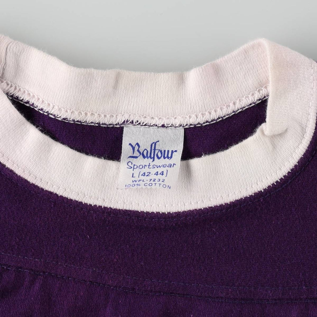 ~90'S Balfour College Ringer T-Shirt, Men's Size L (Equivalent), Vintage cotton purple type Vintage Second Hand
