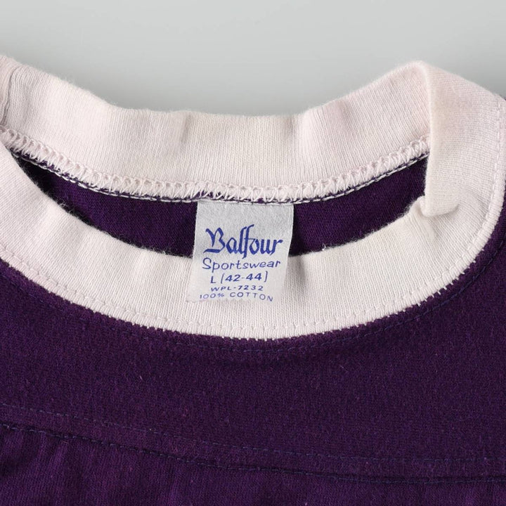 ~90'S Balfour College Ringer T-Shirt, Men's Size L (Equivalent), Vintage cotton purple type Vintage Second Hand