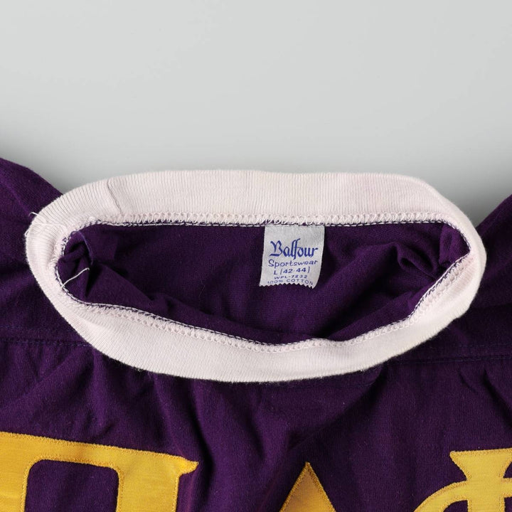 ~90'S Balfour College Ringer T-Shirt, Men's Size L (Equivalent), Vintage cotton purple type Vintage Second Hand