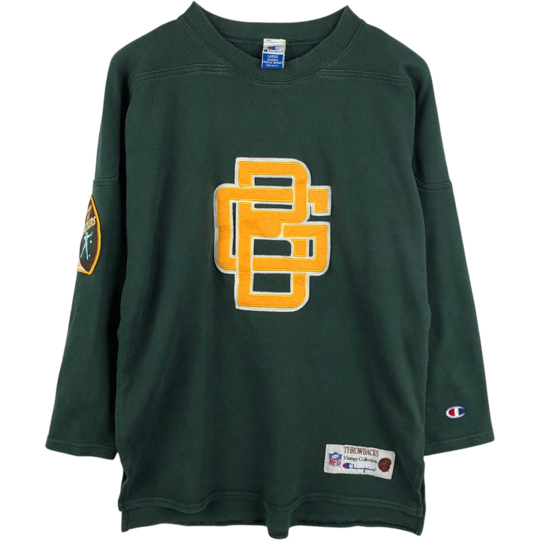 90'S Champion Authentic Athletic Apparel NFL Green Bay Packers Long-Sleeve T-Shirt, Made in USA, Men's Size L (approx.) cotton Green type dark green Vintage Second Hand